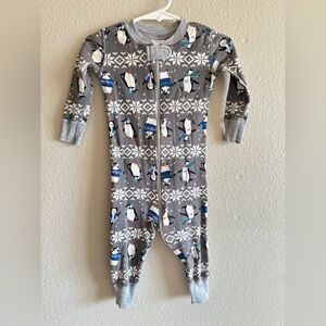 Hanna Andersson size 12-18months penguin snow print full zip 100% cotton pajamas